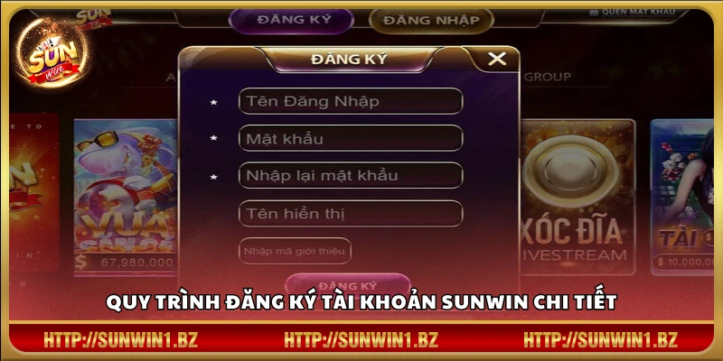 Hướng dẫn từng bước tạo tài khoản Sun win